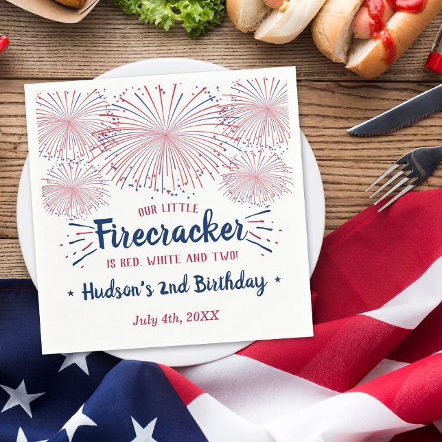 Guardanapo De Papel Vermelho, Branco e Dois! segundo aniversário De 4  (Criador carregado)