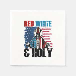 Guardanapo De Papel Vermelho Branco e Santo Papa Leão XIV, 4 de Julho