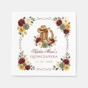 Guardanapo De Papel Vermelho Dourado Cavalo Ocidental Floral Charra Qu