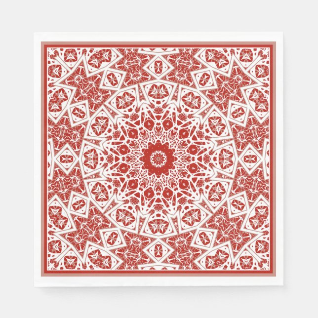 Guardanapo De Papel vermelho e branco, etnia bandana (Frente)