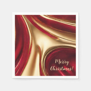 Guardanapo De Papel Vermelho e Dourado Natal elegante