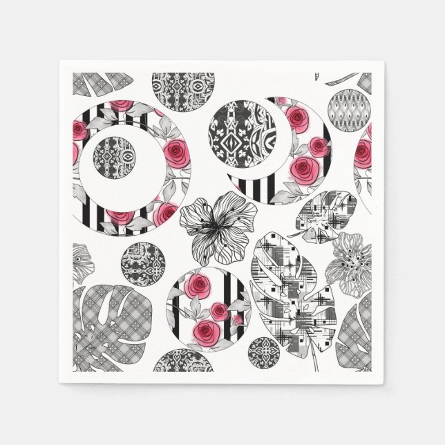 Guardanapo De Papel Vermelho e Negro, Colagem, Russo, Moderno (Frente)