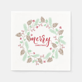 Guardanapo De Papel Vermelho e Verde, cor-de-rosa, e coroa de natal pi