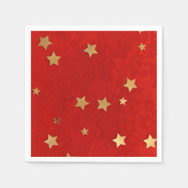 Guardanapo de Papel Vermelho Elegante com Estrelas