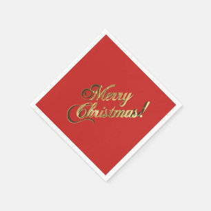 Guardanapo De Papel Vermelho elegante do Feliz Natal do texto da folha