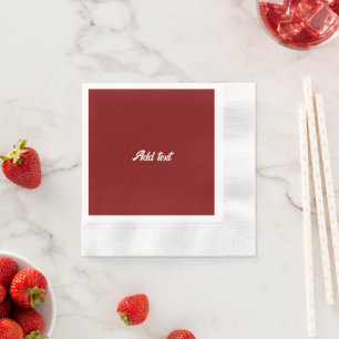 Guardanapo De Papel Vermelho escuro, cor sólida marrom, texto branco,