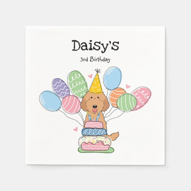 Guardanapo De Papel Vermelho Labradoodle Papel Festa de aniversário Ca (Frente)