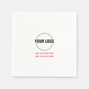 Guardanapo De Papel Vermelho   Logotipo e Texto Personalizados Quadrad