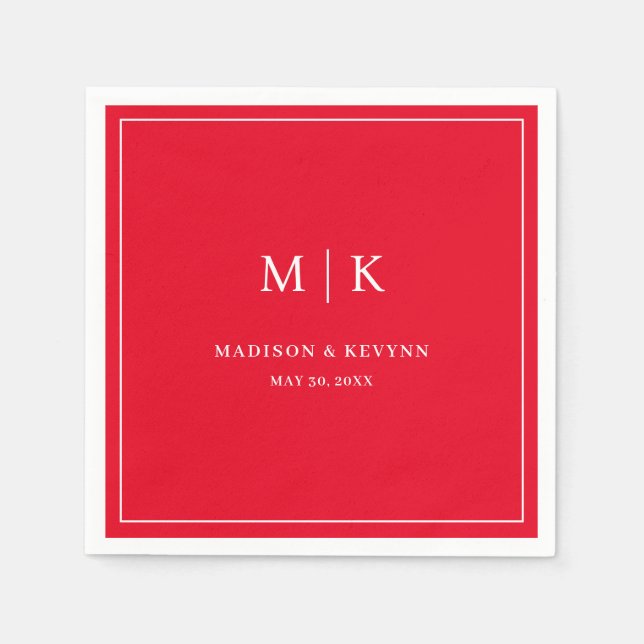 Guardanapo De Papel Vermelho Mínimo e Chic | Wedding Napkins (Frente)