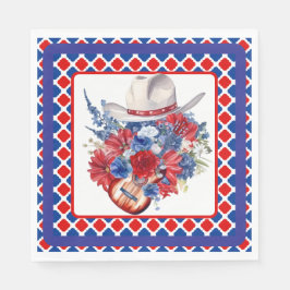 Guardanapo De Papel Vermelho Ocidental Branco e Azul