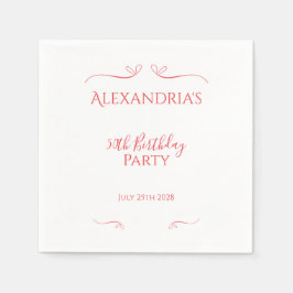 Guardanapo De Papel Vermelho Rosa Mínimo Moderno, Festa de aniversário