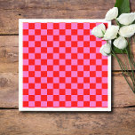 Guardanapo De Papel Vermelhos e Rosa Neon Checkerboard Vintage<br><div class="desc">Quadro de verificação fino cor-de-rosa e vermelho | Vintage | Clássico | Evolução | NA MODA | Moda | Mínimo</div>