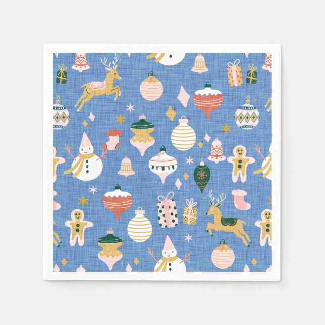 Guardanapo De Papel Vernações bonitinhas de Natal azul (Frente)