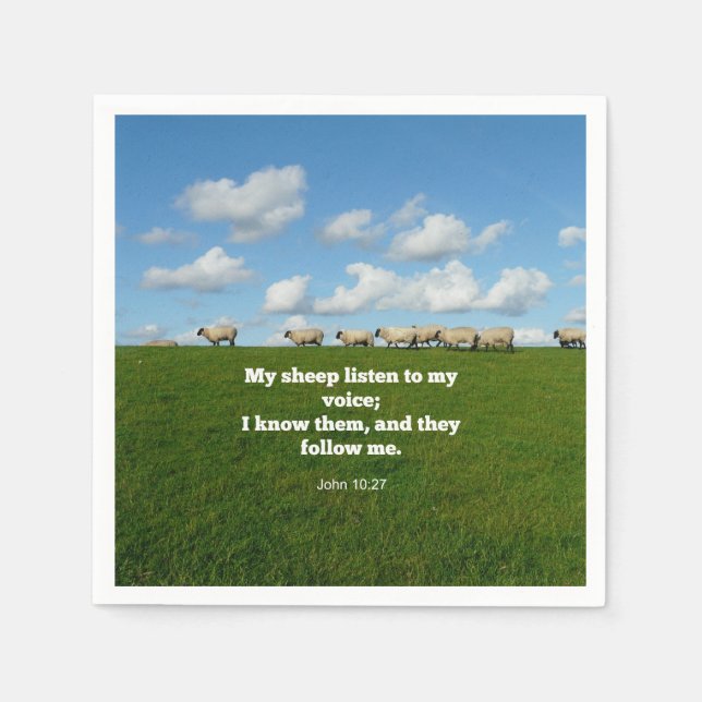 Guardanapo De Papel Verso bíblia, John 10:27, minha ovelha... (Frente)
