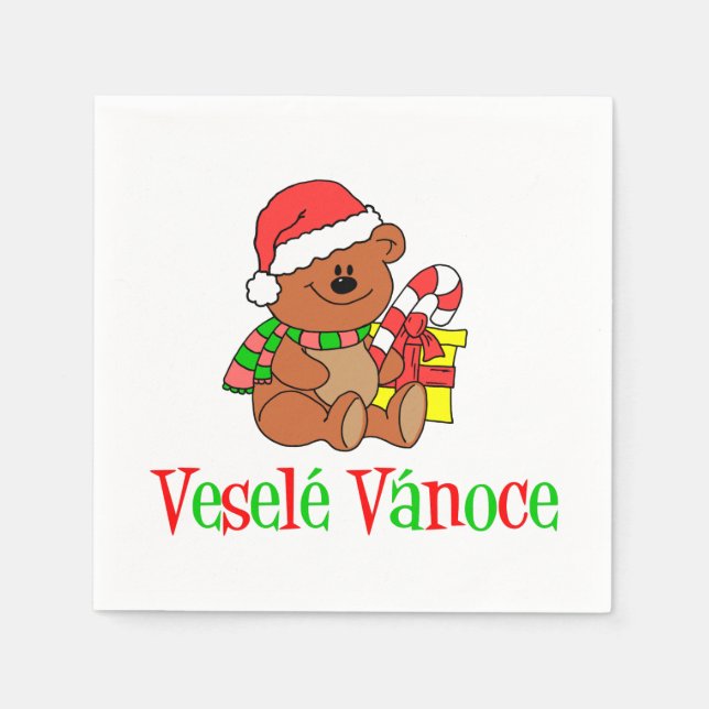 Guardanapo De Papel Vesele Vanoce Urso de Natal Checo Napkins (Frente)