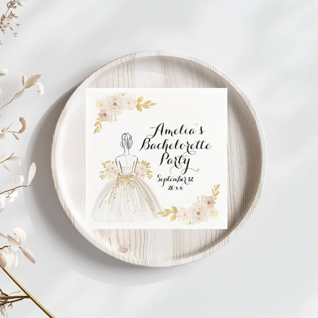 Guardanapo De Papel Vestido Brilho Dourado Rubor Branco Festa de Despe (Criador carregado)