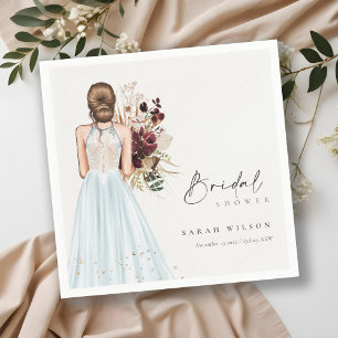 Guardanapo De Papel Vestido de Noiva Boho Elegante Aqua Chuveiro de No