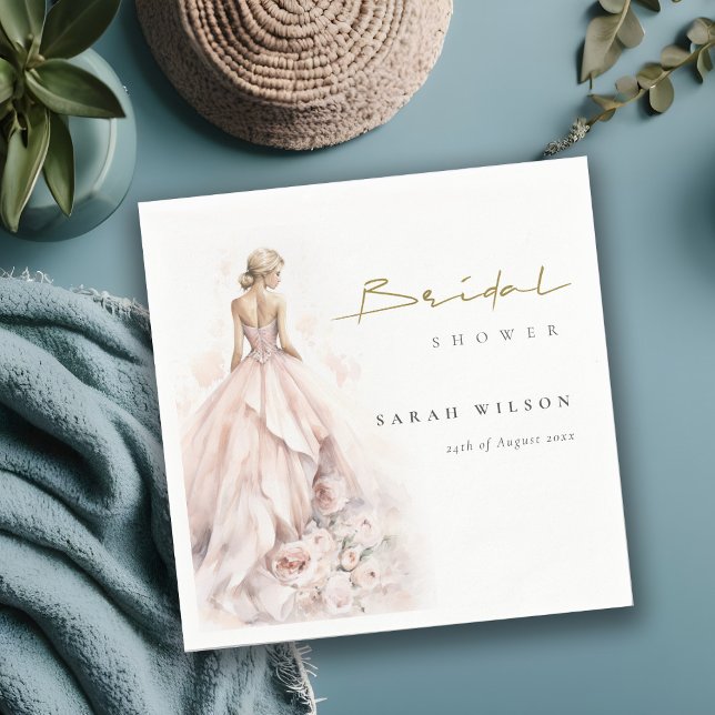 Guardanapo De Papel Vestido de Noiva de Aquarela Moderna para Chá de P (Criador carregado)