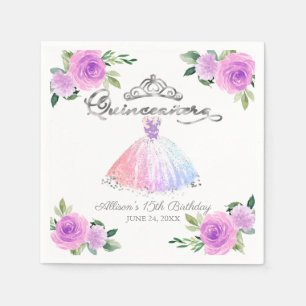 Guardanapo De Papel Vestido de Quinze Anos Cores Pastel Floral
