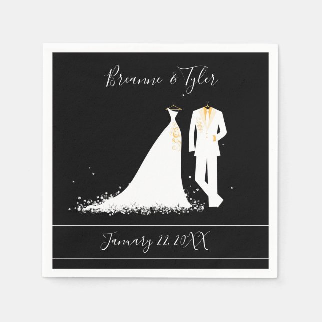 Guardanapo De Papel Vestido e Tux - Cocktail Napkin (Frente)