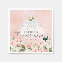 Guardanapo De Papel Vestido Floral Elegante Quinceanera Napkins