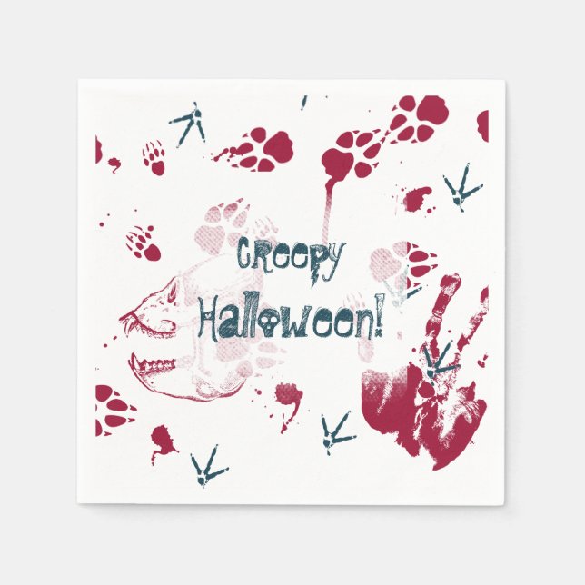 Guardanapo De Papel Vestígios de sangue no crânio do Halloween (Frente)