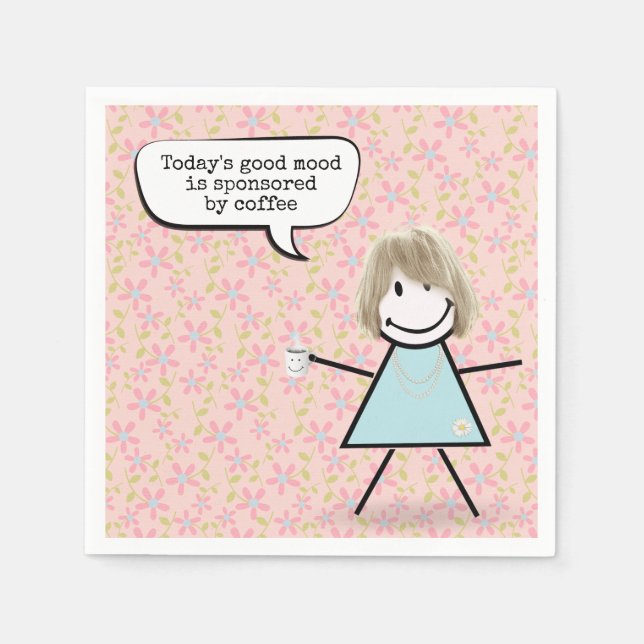 Guardanapo De Papel Vestir Garota Com Mug De Café (Frente)