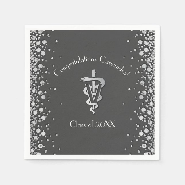 Guardanapo De Papel Veterinarian Graduation Grey Silver (Frente)