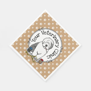 Guardanapo De Papel Veterinarian Old English Sheepdog Cinza 1 Cute Vet