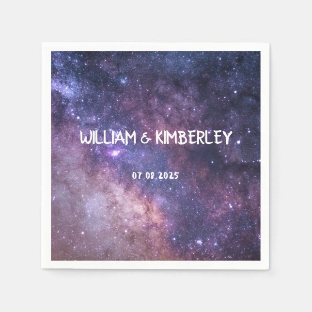 Guardanapo De Papel Via Látea Estrelas Sky Galaxy Casamento Elegante (Frente)