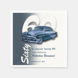 Guardanapo De Papel Viagem Carro Azul Clássico Faz 60 Anos