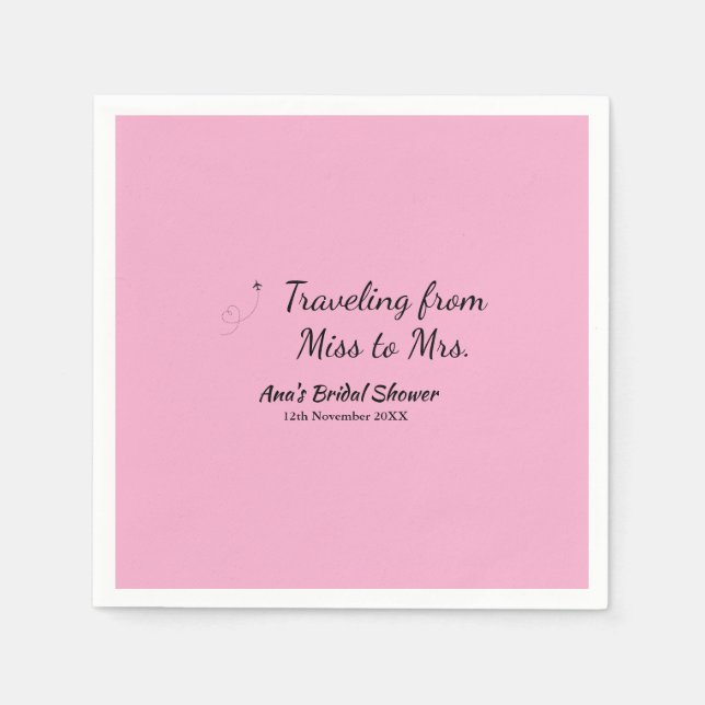 Guardanapo De Papel Viagem chá de panela adicione nome data miss à Sra (Frente)