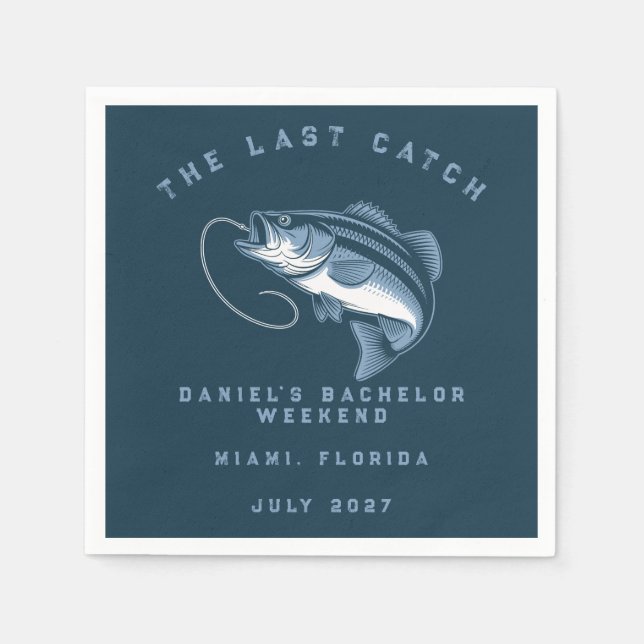 Guardanapo De Papel Viagem de Fim de Semana com Tema de Pesca Despedid (Frente)