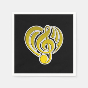 Guardanapo De Papel Vibrações Amor Musical Coração Amarelo Nota Musica