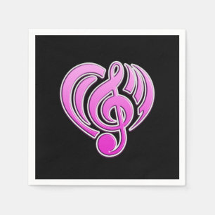 Guardanapo De Papel Vibrações Amor Musical Coração Rosa Nota Musical D