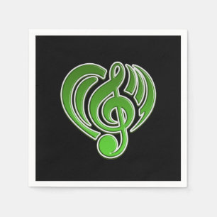 Guardanapo De Papel Vibrações Amor Musical Nota Musical Coração Verde 