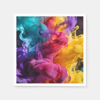 Guardanapo De Papel Vibrant colorful smoke swirling in dynamic abstrac