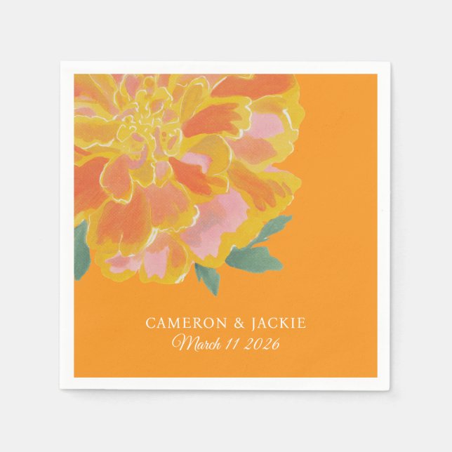 Guardanapo De Papel Vibrant Marigold Summer Wedding (Frente)