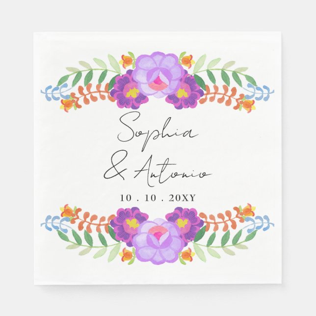 Guardanapo De Papel Vibrant Mexican Floral Fiesta Wedding (Frente)
