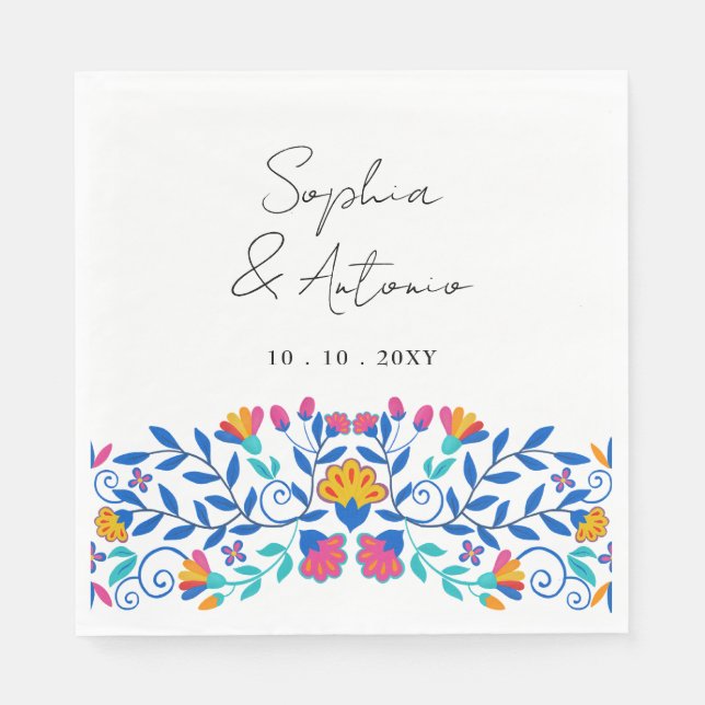 Guardanapo De Papel Vibrant Mexicano Floral Fiesta Wedding (Frente)