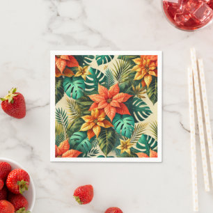 Guardanapo De Papel Vibrant Monstera & Poinsettia Découpage Napkins