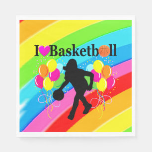 GUARDANAPO DE PAPEL VIBRANT RAINBOW I AMO NAPKINAS DE PAPEL BASKETBALL