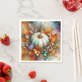 Guardanapo De Papel Vibrant White Autumn Pumpkin