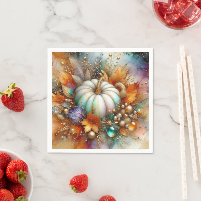 Guardanapo De Papel Vibrant White Autumn Pumpkin (Insitu)