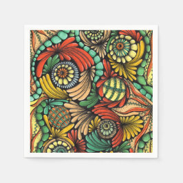 Guardanapo De Papel Vibrante Zentangle Floral Mandala Colorido Papel N