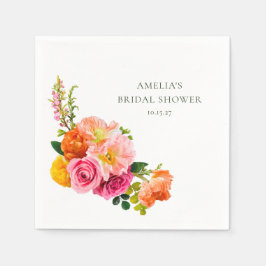 Guardanapo De Papel Vibrantes Papoulas Rosa Floral Chá de Noiva