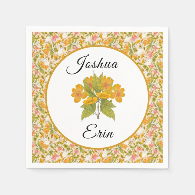 Guardanapo De Papel Victorian Meadow yellow napkin (Frente)