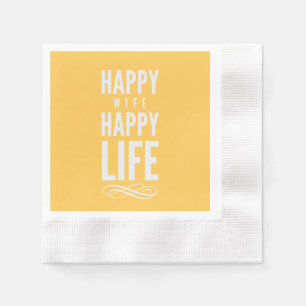 Guardanapo De Papel Vida feliz da esposa feliz que diz o amarelo