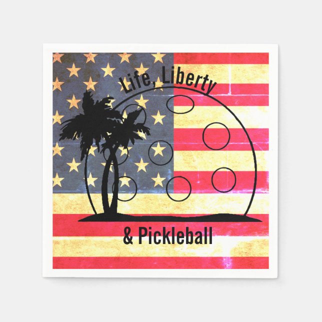 Guardanapo De Papel Vida Liberdade & Pickleball EUA (Frente)