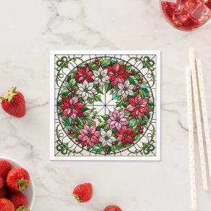 Guardanapo De Papel Vidro achatado Poinsettia Floral Decoupage